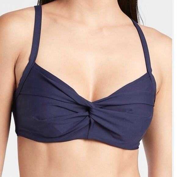 Athleta twist up bikini top in navy size 34D/DD - Picture 1 of 8